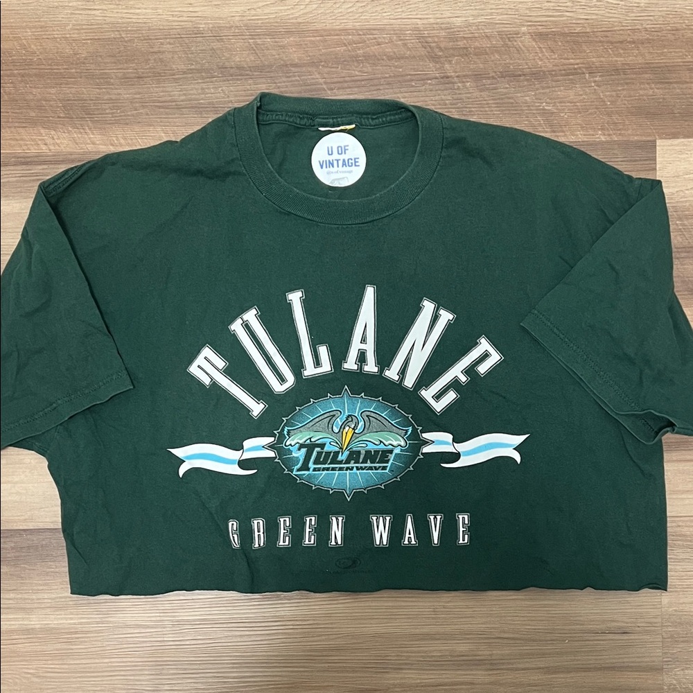 Tulane Green Wave Cropped Vintage Graphic Tee